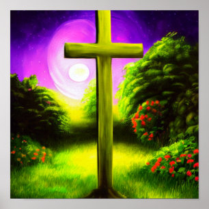 Póster Cruzar en un jardín en Poster nocturno
