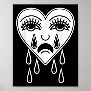 Póster Crying Heart American Tradicional Tattoo Old Schoo
