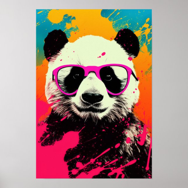Póster Cryptic Psychedelic Panda Poster - Mesmerizing Pan (Frente)