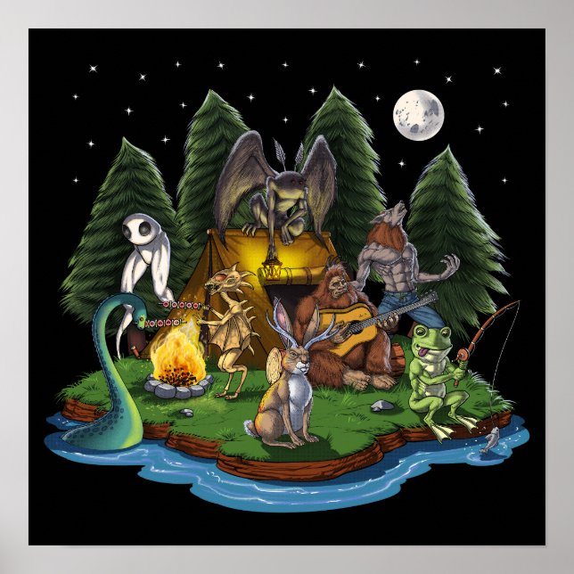 Póster Cryptids Camping (Frente)
