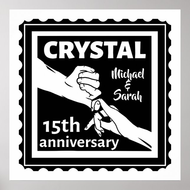 Póster Crystal 15° aniversario de boda tomada de la mano (Frente)