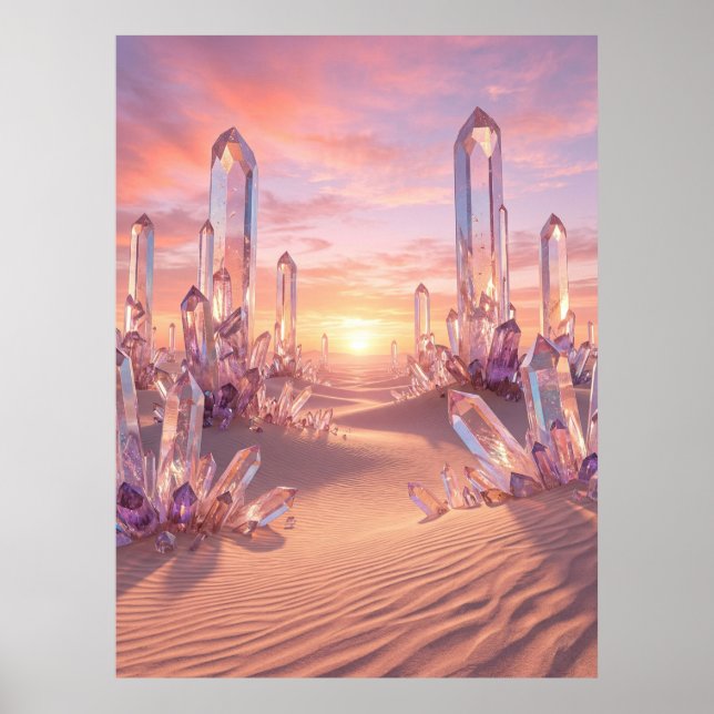 Póster Crystal Desert Sunset Fantasy Art (Frente)
