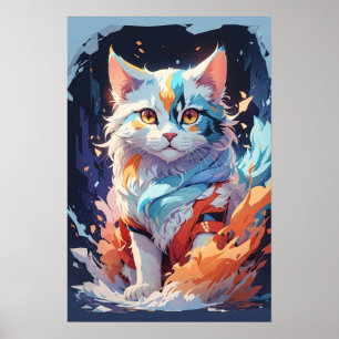 Póster Crystal Fantasy Cat Artística