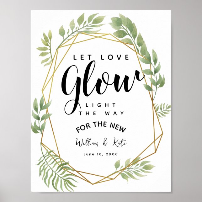 Póster crystal greenery foliage let love glow wedding (Frente)