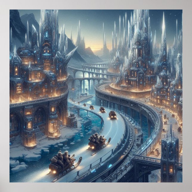 Póster Crystal Ice World Fantasy Art (Frente)