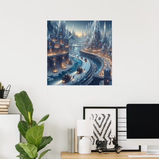 Póster Crystal Ice World Fantasy Art (Oficina en casa)