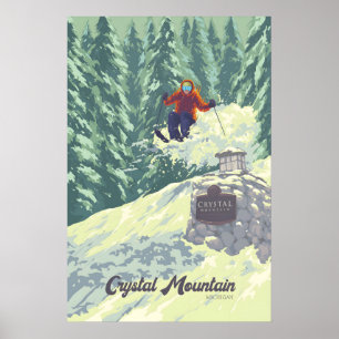 Póster Crystal Mountain Michigan EE. UU. Resort de Esquí 