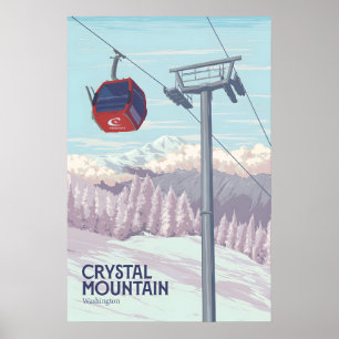 Póster Crystal Mountain Resort de Esquí Washington Viaje