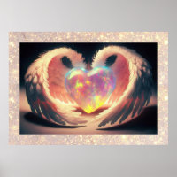 *~*~ Crystal Opal Heart Angel Wings Poster AP78
