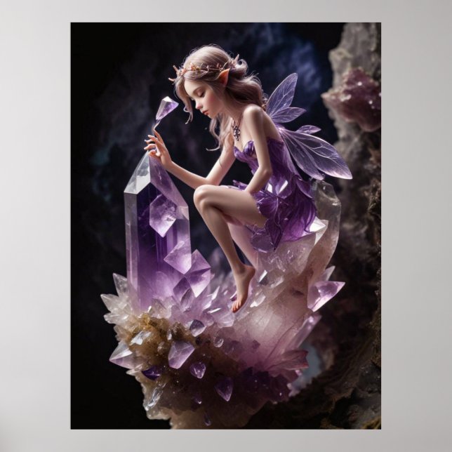 Póster Crystals Amethyst Fairy Wall Art Poster (Frente)