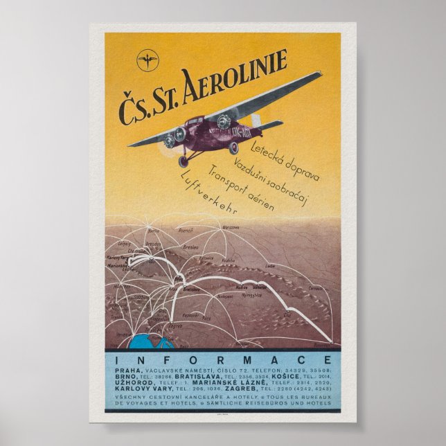 Póster Cs. Afiche de la cosecha de St. Aerolinie Czechosl (Frente)
