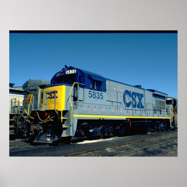 Póster CSX GE B36-7 #5835, 1990_Trains (Frente)
