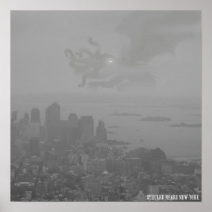 Póster Cthulhu acerca al poster de Nueva York