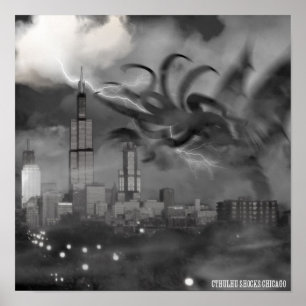 Póster Cthulhu choca el poster de Chicago