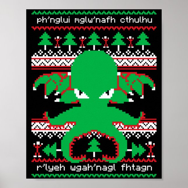 Póster Cthulhu Cultist Christmas Cthulhu Ugly Christmas S (Frente)