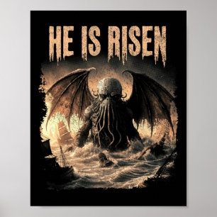 Póster Cthulhu, Él Ha Resucitado, Horror Vintage de Pascu