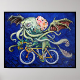 Póster Cthulhu En Una Bicicleta