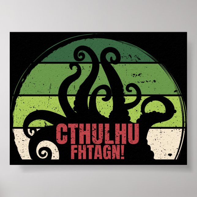 Póster Cthulhu Fhtagn Vintage (Frente)