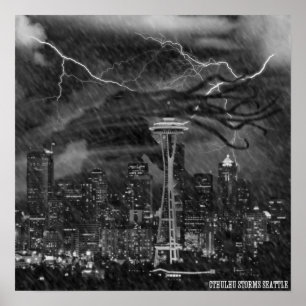 Póster Cthulhu irrumpió en el Poster Seattle