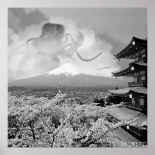 Póster Cthulhu Mounts Fuji Poster