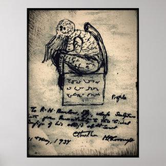 Póster Cthulhu original sketch by HP Lovecraft