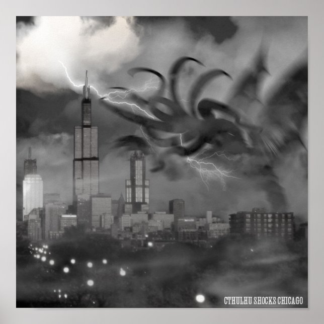 Póster Cthulhu sorprende Poster de Chicago (Frente)