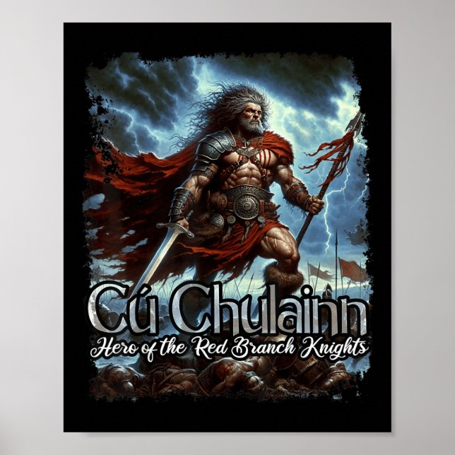 Póster Cu Chulainan Celtic Irlandés Mithology War God (Frente)