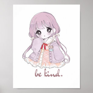 Póster Cuaderno Personalizado Chica Anime Kawaii Amable