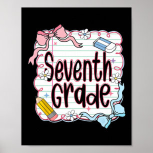 Póster Cuaderno Rosa De Regreso A Clases De Séptimo Grado