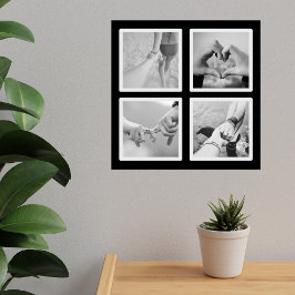 Póster Cuadrado 4 Collage de fotos Poster blanco y negro