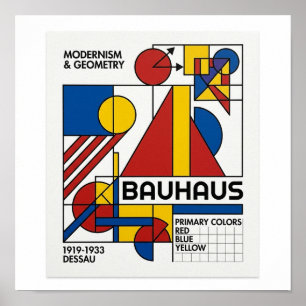 Póster cuadrado de composición geométrica Bauhaus