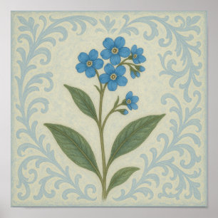 Póster Cuadrado de desplazamiento de floral Forget-Me-Not
