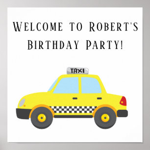 Póster cuadrado de fiesta de cumpleaños de taxi am