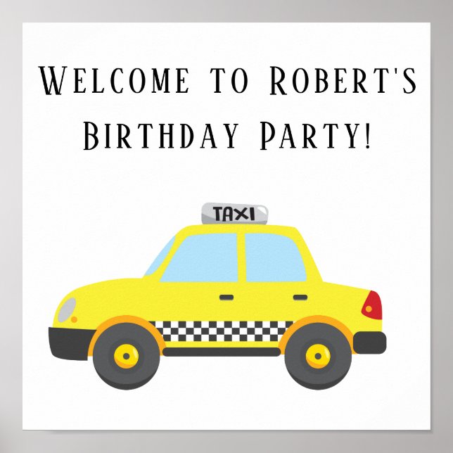 Póster cuadrado de fiesta de cumpleaños de taxi am (Frente)