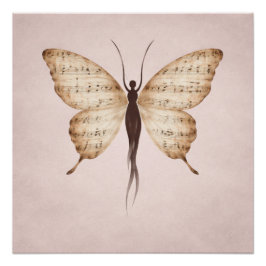 Póster cuadrado de forma de mariposa poética