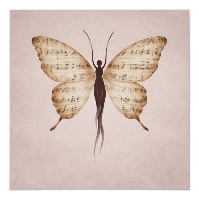 Póster cuadrado de forma de mariposa poética (Anverso)
