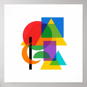 Póster cuadrado de formas geométricas Bauhaus