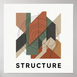 Póster cuadrado de geometría superpuesta Bauhaus