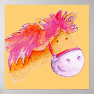 Poster cuadrado de naranja rosa de arte de poni li