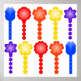 Póster cuadrado de patrón de flores abstractas vib