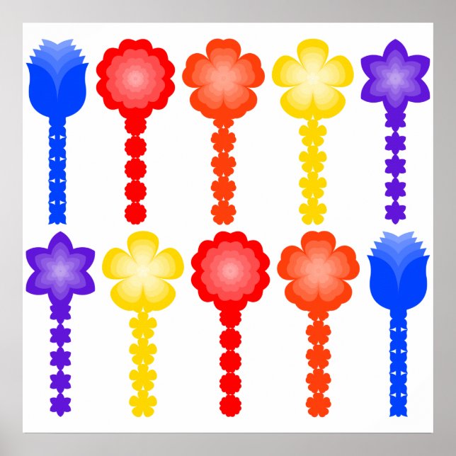 Póster cuadrado de patrón de flores abstractas vib (Frente)