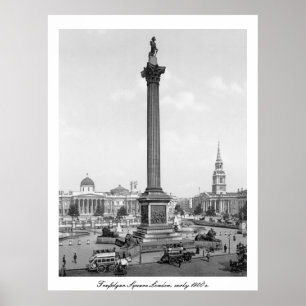 Póster Cuadrado de Trafalgar Londres, Inglaterra 1900's