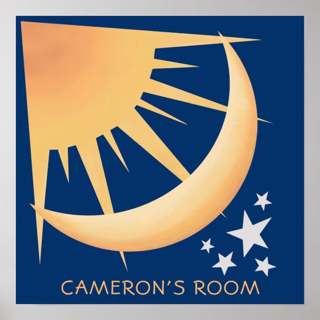 Póster cuadrado decorativo de sol, luna y estrella (Frente)