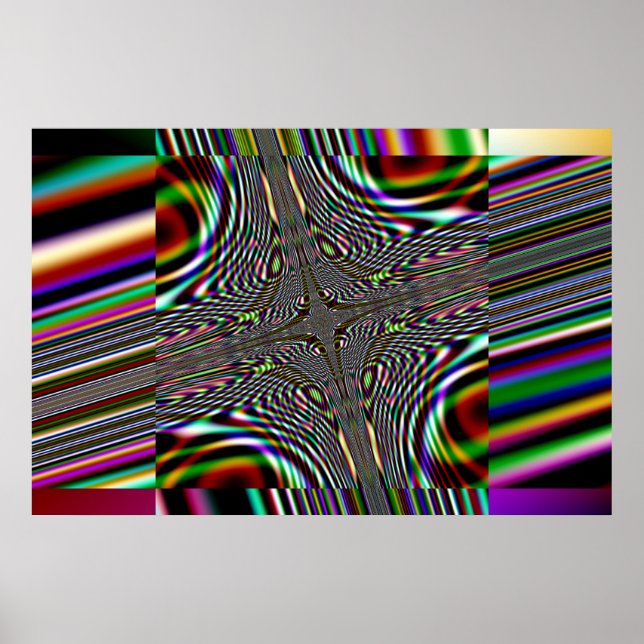 Póster cuadrado fractal trippy (Frente)