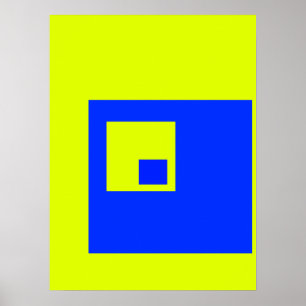 Póster Cuadrados amarillo y azul