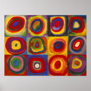 Póster Cuadrados con círculos concéntricos   Kandinsky