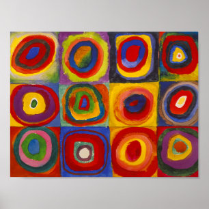 Póster Cuadrados con Círculos Concéntricos Kandinsky