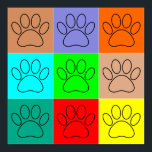 Póster Cuadrados De Cachorros<br><div class="desc">La pata de perro mate imprime el estilo personalizado en cuadrados coloridos. Diseño decorativo original para el hogar, oficinas y negocios relacionados con perros.</div>
