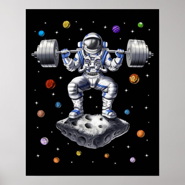 Póster Cuadrados de fitness de astronauta (Frente)