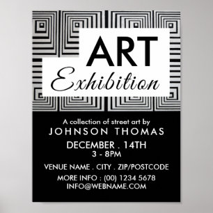 Póster Cuadrados de trippy Maze, publicidad de exposición